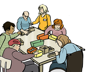 In einer Werkstatt für Menschen mit Behinderungen.