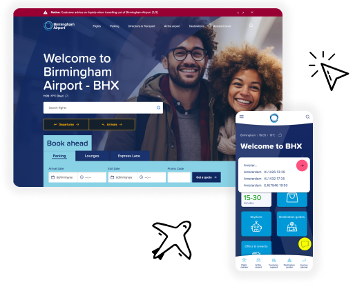 Screen captures of the Birmingham Airport homepage