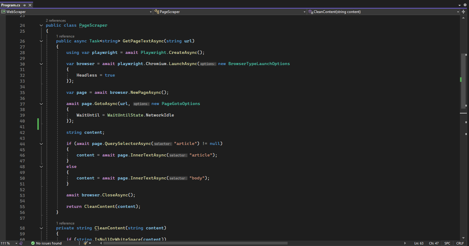 Playwright example code