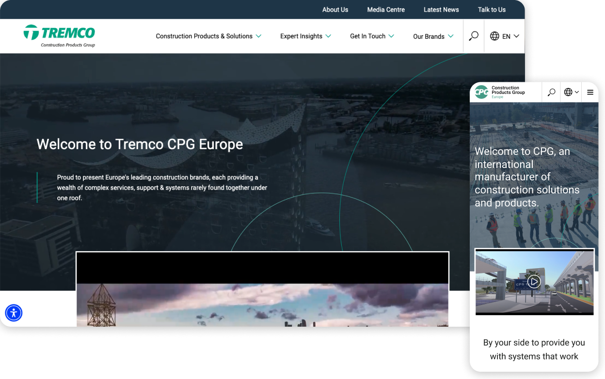 Screenshots of the Tremco CPG website