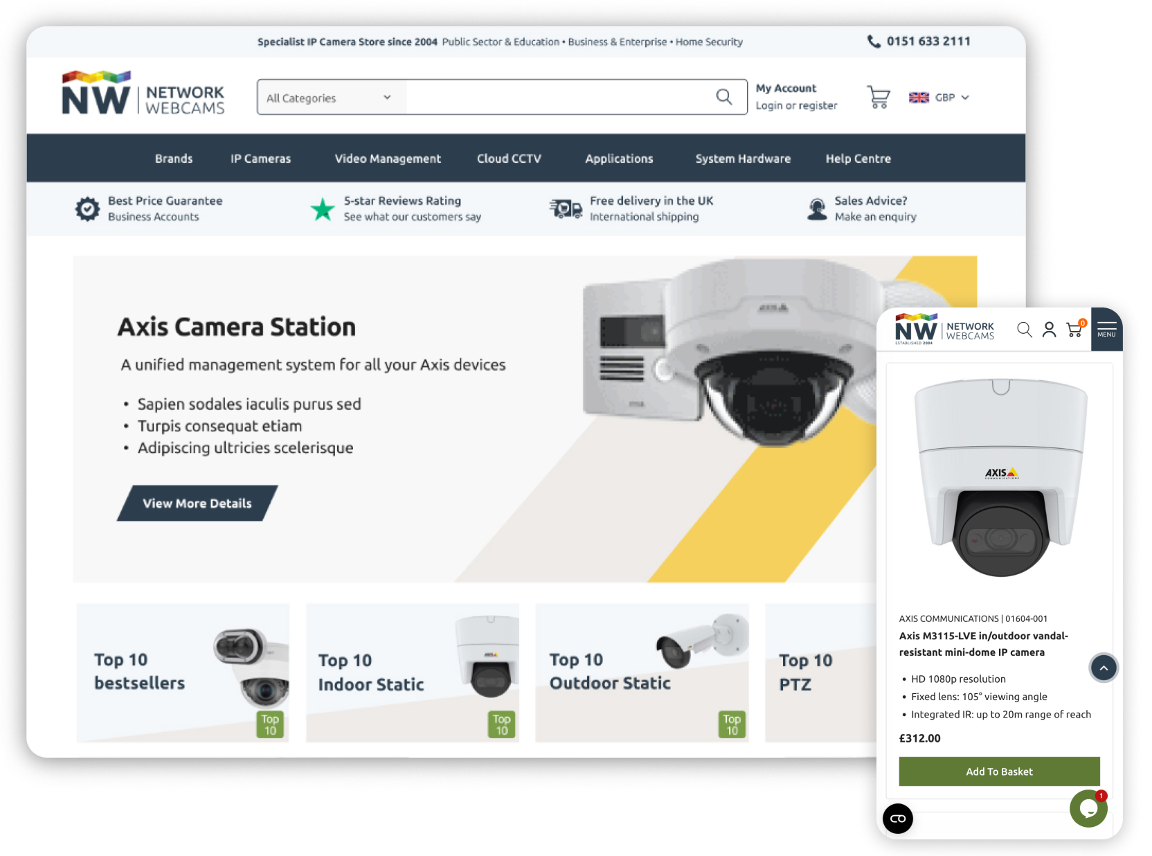 Screenshots of the Network Webcams website