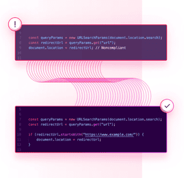 Security flaw detected by Sonar is given a suggested fix.
