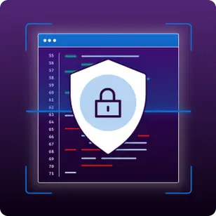 A shield depicting secure code that will be reviewed