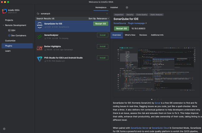 Setting up SQ IDE Plug-in for IntelliJ | Sonar