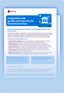 Image for Integrated code quality and security for financial services