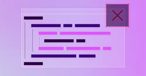  An artistic impression of nested code with a big red cross over the top right corner.