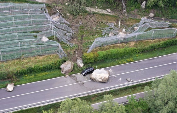 Frana per crollo avvenuta tra le località Laces e Coldrano in Val Venosta (BZ), maggio 2023