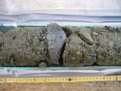 Einzigartiger Bohrkern aus dem Lazaun Blockgletscher (hinteres Schnalstal).