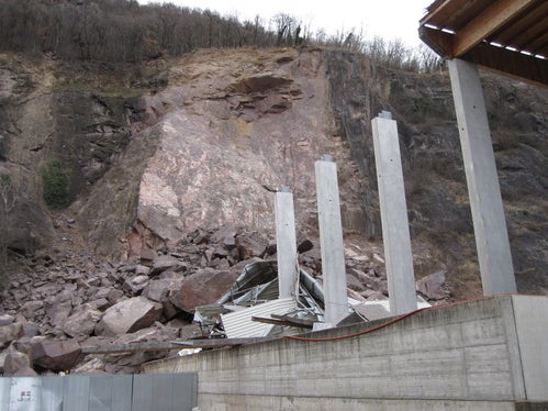 Felssturz in Sinich, Gemeinde Meran, 2014