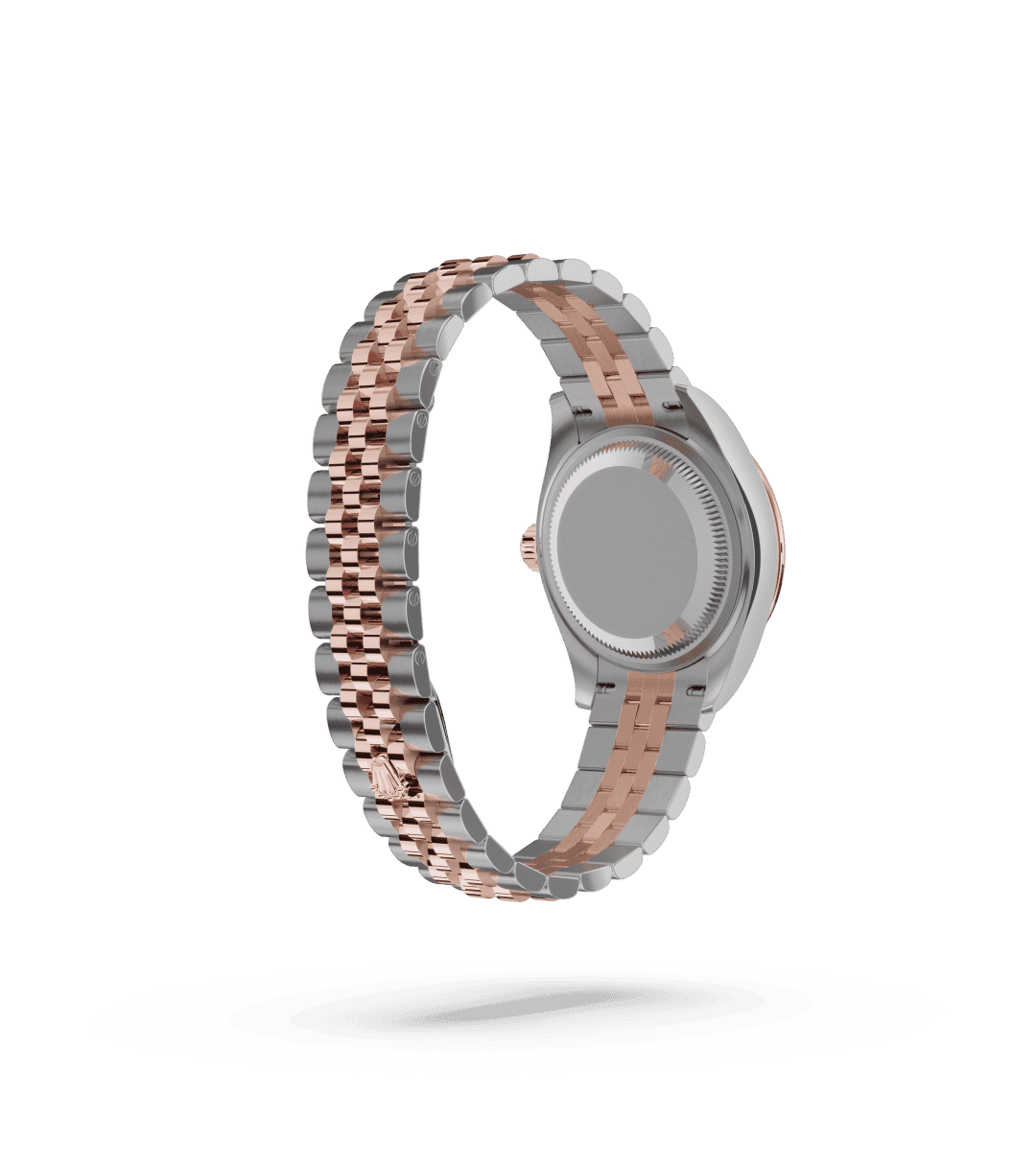 Rolex Lady-Datejust in Oyster, 28 mm, Oystersteel, Everose-goud en diamanten with a Wit parelmoer, bezet met diamanten dial, Bezet met diamanten bezel, and Jubilee, vijfdelige schakels bracelet