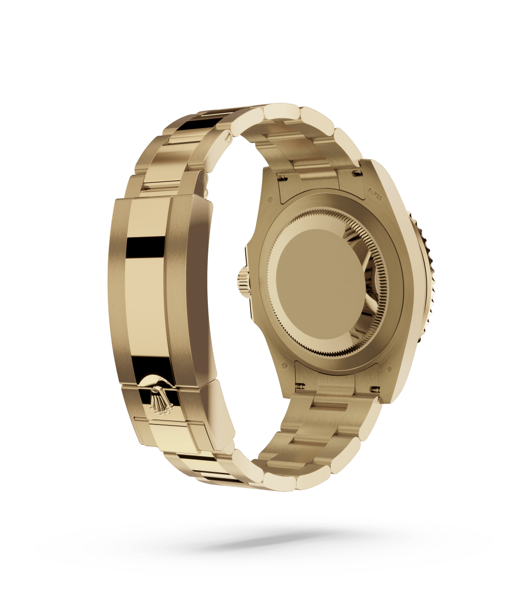 Rolex Submariner Date in Oyster, 41 mm, geelgoud with a Koningsblauw dial, Unidirectioneel draaibaar met 60-minutenverdeling, krasbestendige Cerachrom-ring van blauwe keramiek, cijfers en schaalverdelingen met gouden coating bezel, and Oyster, massieve driedelige schakels bracelet