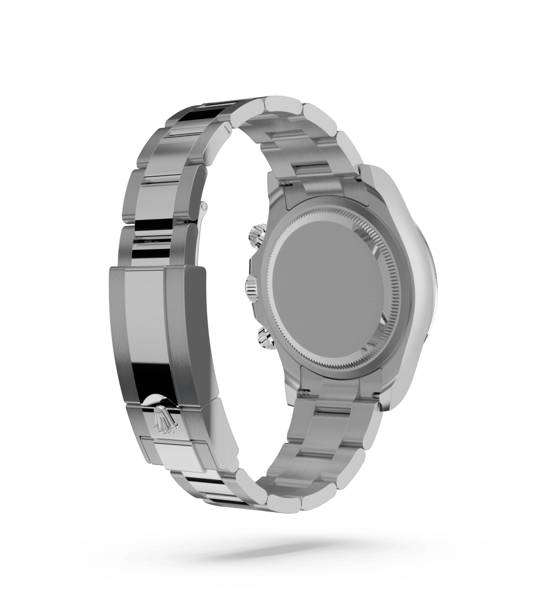 Rolex Cosmograph Daytona in Oyster, 40 mm, Oystersteel with a Wit, zwarte tellerringen dial, Zwarte Cerachrom-bezel uit één stuk keramiek met gevormde tachymetrische schaal bezel, and Oyster, massieve driedelige schakels bracelet