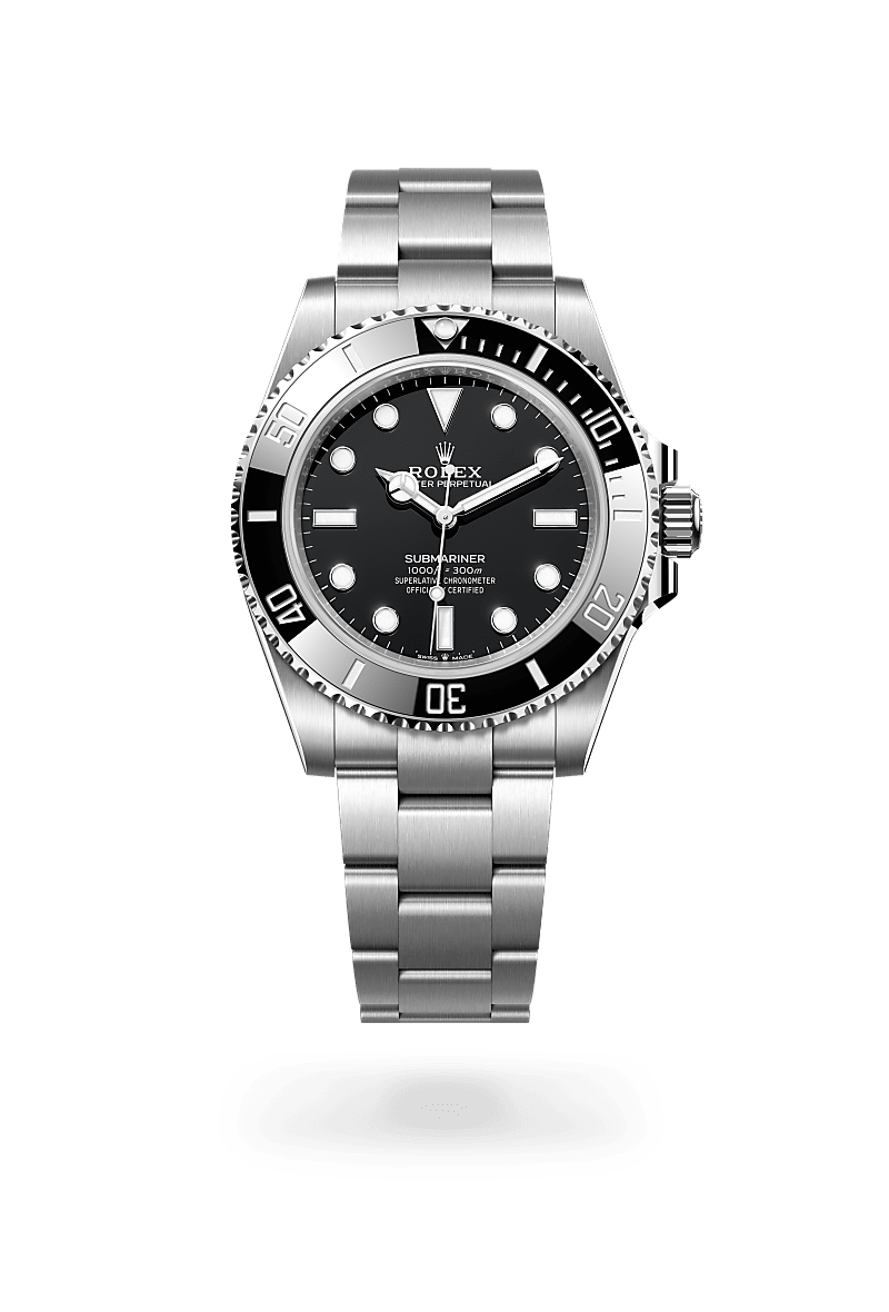Rolex Submariner in Oyster, 41 mm, Oystersteel with a Black dial, Unidirectional rotatable 60-minute graduated, scratch-resistant Cerachrom insert in black ceramic, numerals and graduations coated in platinum bezel, and Oyster, three-piece solid links bracelet