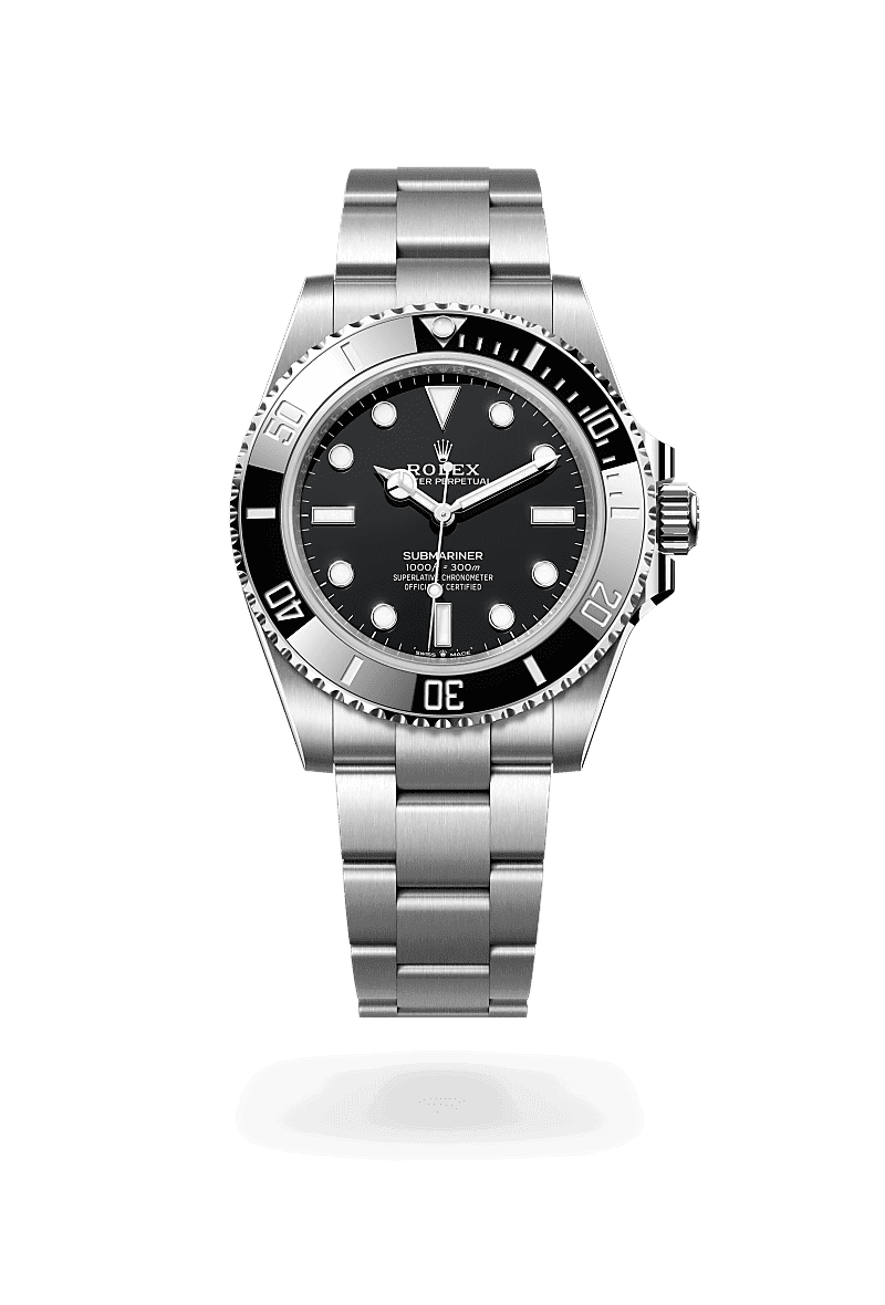 Rolex Submariner in Oyster, 41 mm, Oystersteel with a Black dial, Unidirectional rotatable 60-minute graduated, scratch-resistant Cerachrom insert in black ceramic, numerals and graduations coated in platinum bezel, and Oyster, three-piece solid links bracelet