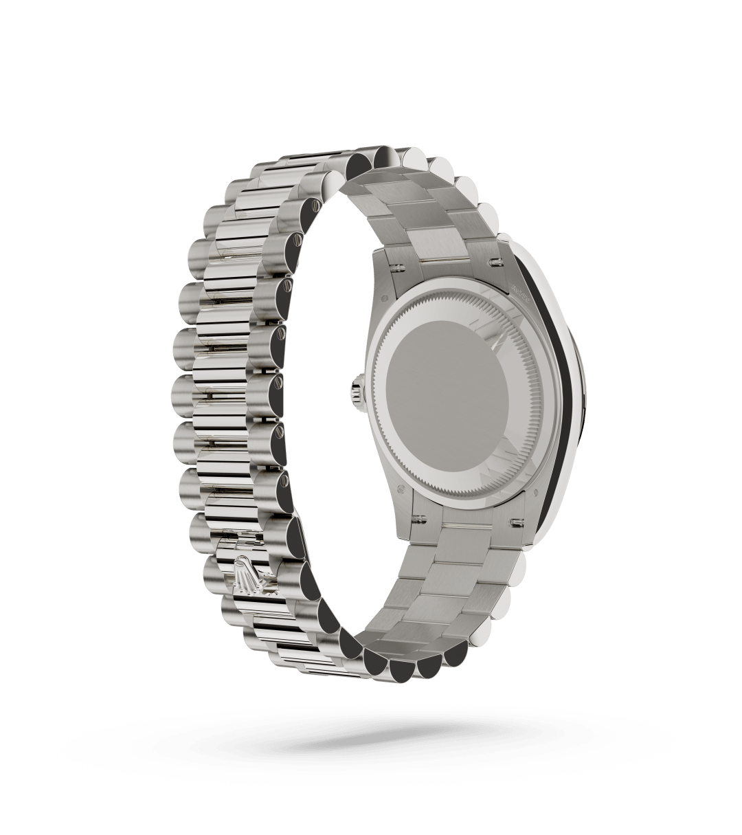 Rolex Day-Date 36 in Oyster, 36 mm, white gold with a Blue ombré dial, Fluted bezel, and President, semi-circular three-piece links bracelet
