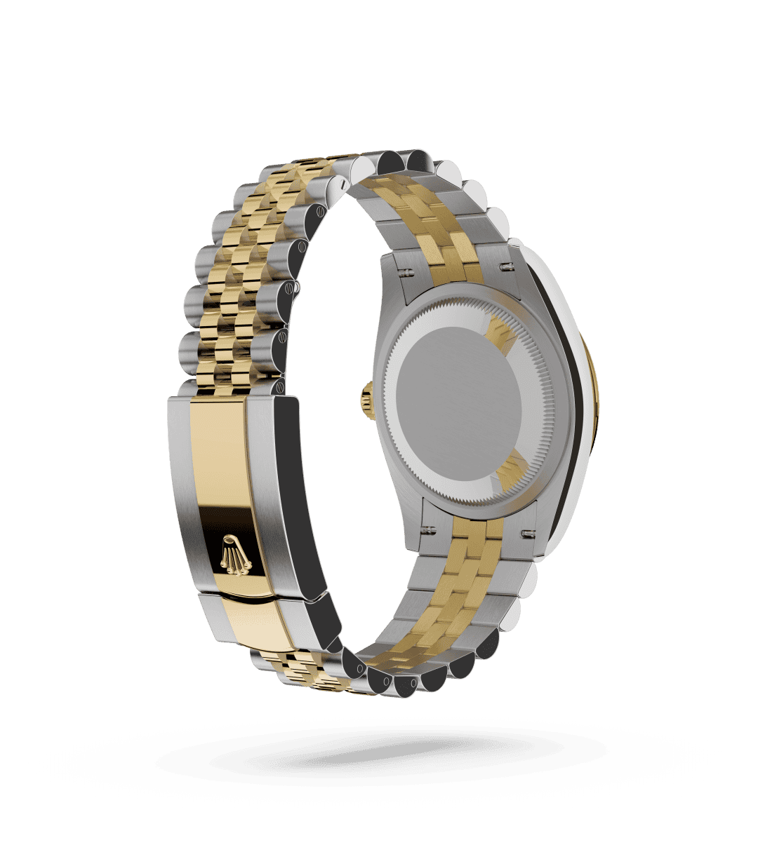 Rolex Datejust 36 in Oyster, 36 mm, Oystersteel en geelgoud with a Leigrijs dial, Gekarteld bezel, and Jubilee, vijfdelige schakels bracelet