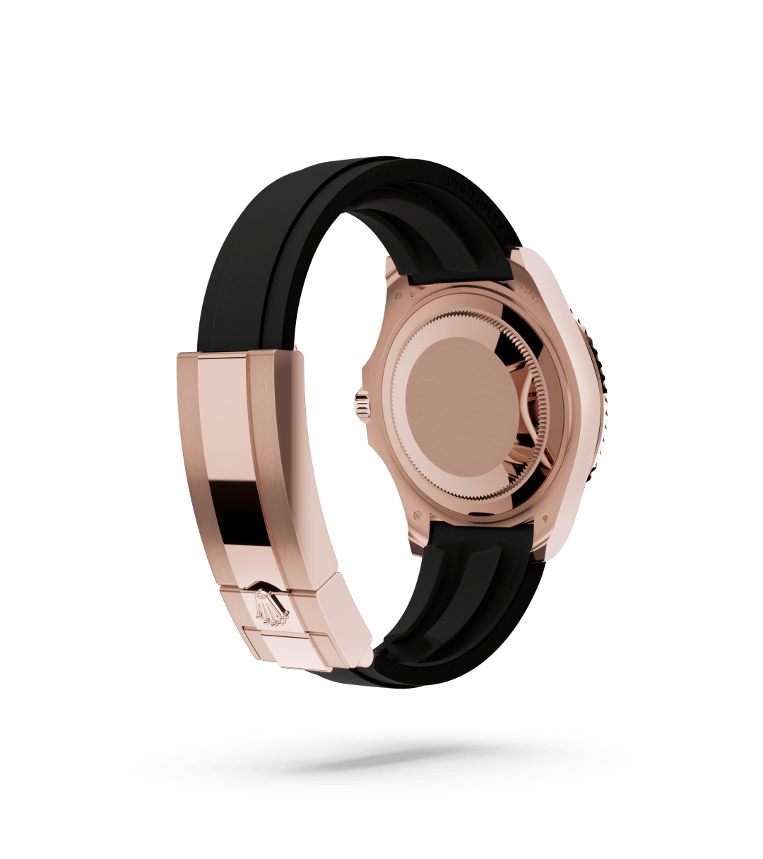 Rolex Yacht-Master 37 in Oyster, 37 mm, Everose-goud with a Belegd met diamanten dial, Bidirectioneel draaibare bezel met 60-minutenverdeling met matzwarte keramische Cerachrom-ring, gepolijste reliëf-cijfers en schaalverdelingen bezel, and Oysterflex-band bracelet