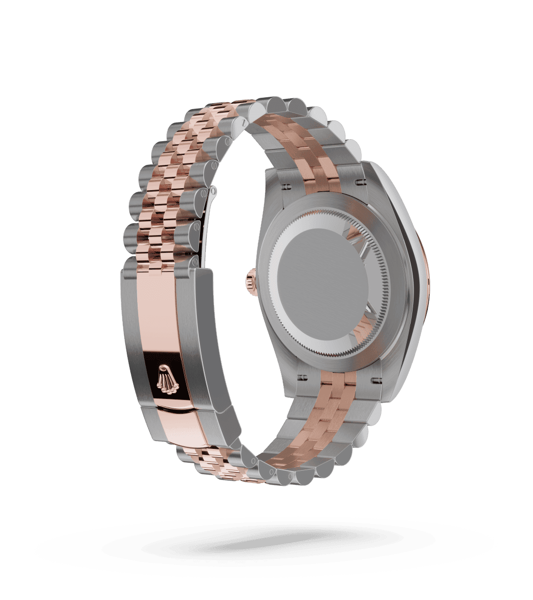 Rolex Datejust 41 in Oyster, 41 mm, Oystersteel en Everose-goud with a Leigrijs dial, Gekarteld bezel, and Jubilee, vijfdelige schakels bracelet