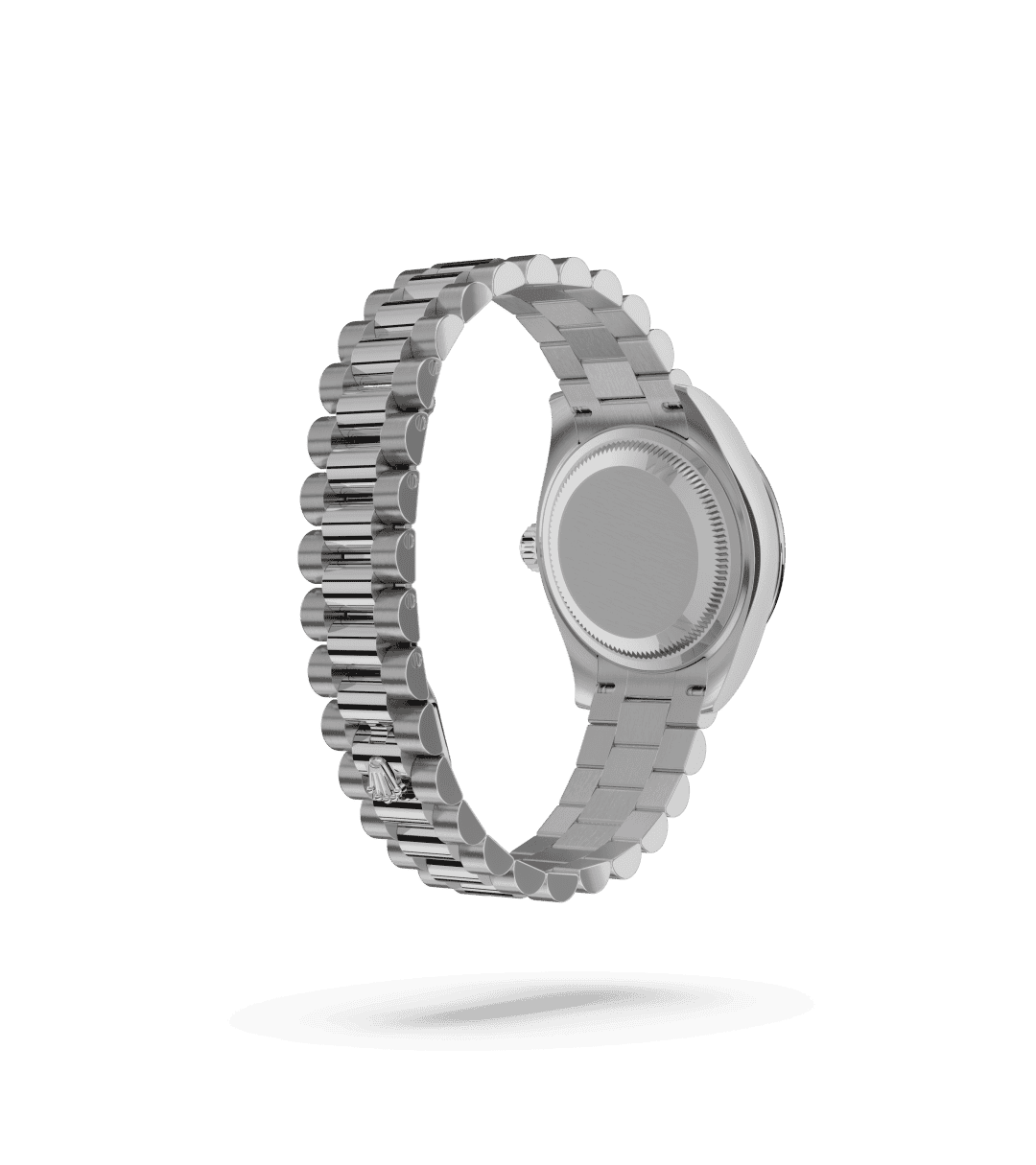 Rolex Lady-Datejust in Oyster, 28 mm, witgoud en diamanten with a Roze opaal bezet met diamanten dial, Bezet met 44 briljantgeslepen diamanten bezel, and President, halfronde driedelige schakels bracelet