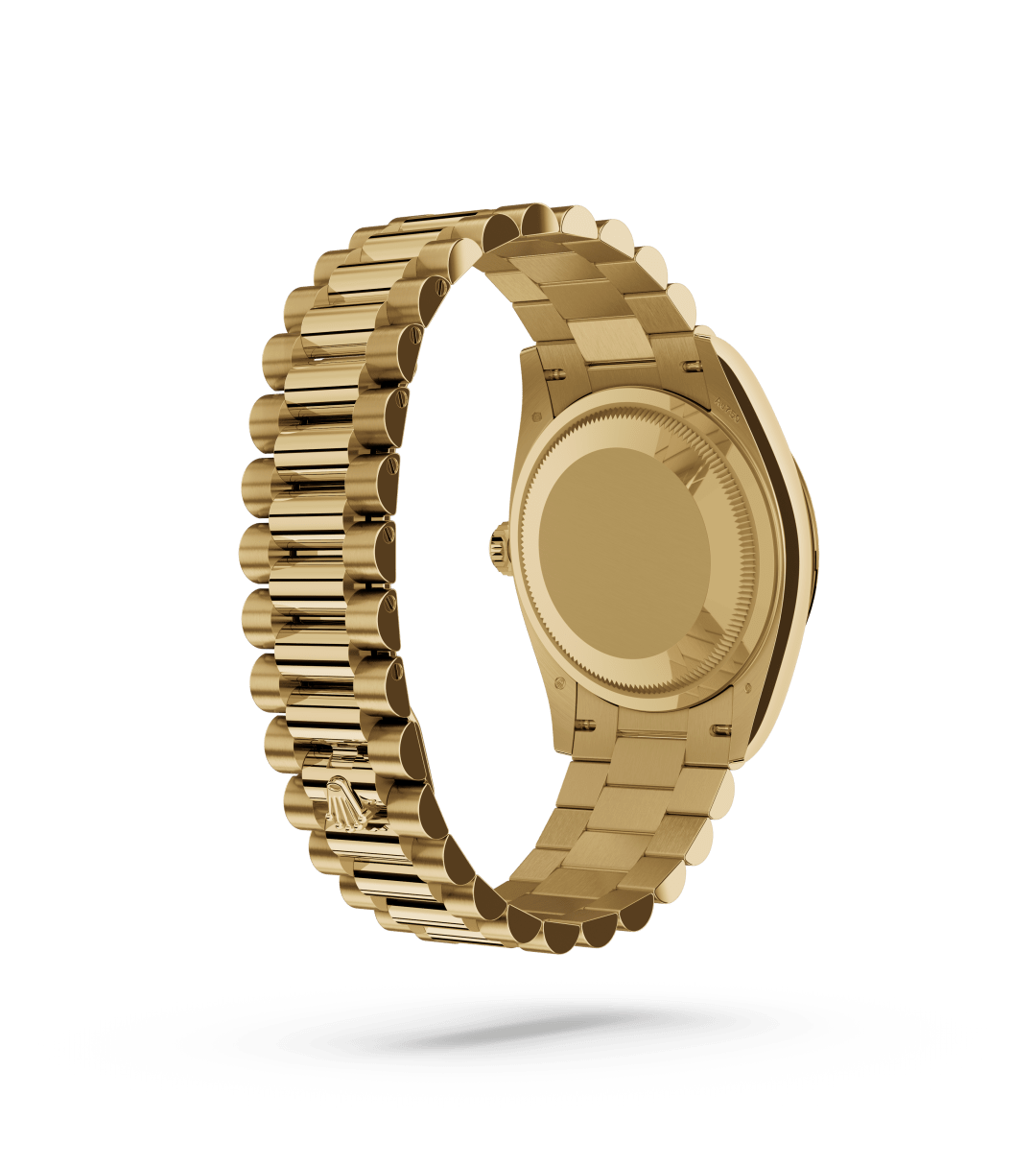 Rolex Day-Date 36 in Oyster, 36 mm, yellow gold with a Green ombré dial, Fluted bezel, and President, semi-circular three-piece links bracelet