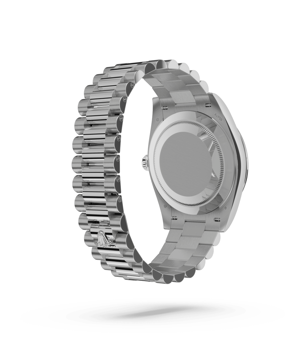 Rolex Day-Date 40 in Oyster, 40 mm, witgoud en diamanten with a Helderzwart, bezet met diamanten dial, Bezet met diamanten bezel, and President, halfronde driedelige schakels bracelet