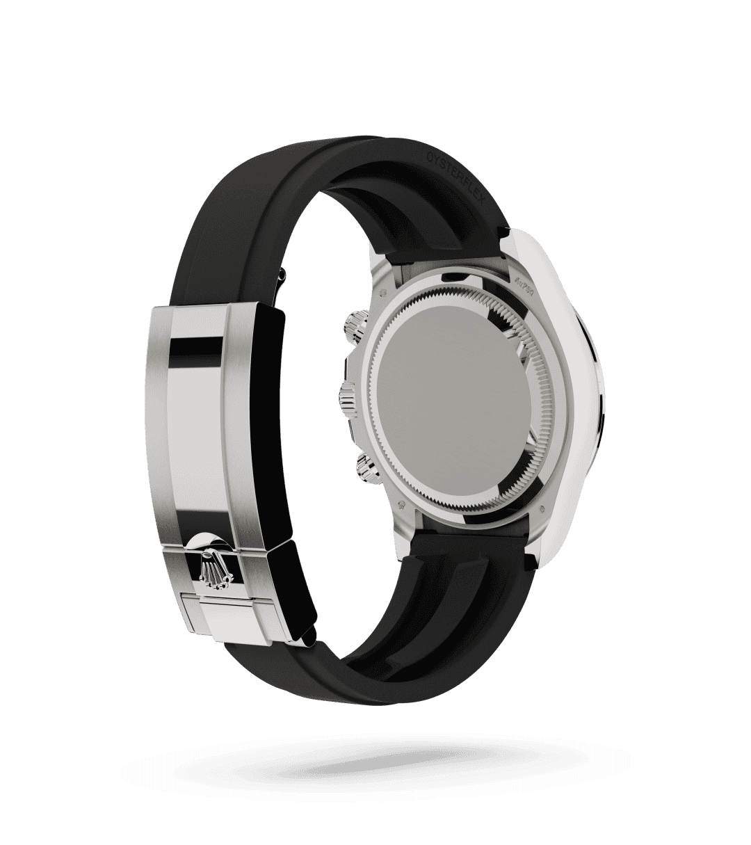 Rolex Cosmograph Daytona in Oyster, 40 mm, white gold and diamonds with a White and black mother-of-pearl set with diamonds dial, Set with diamonds bezel, and Oysterflex bracelet