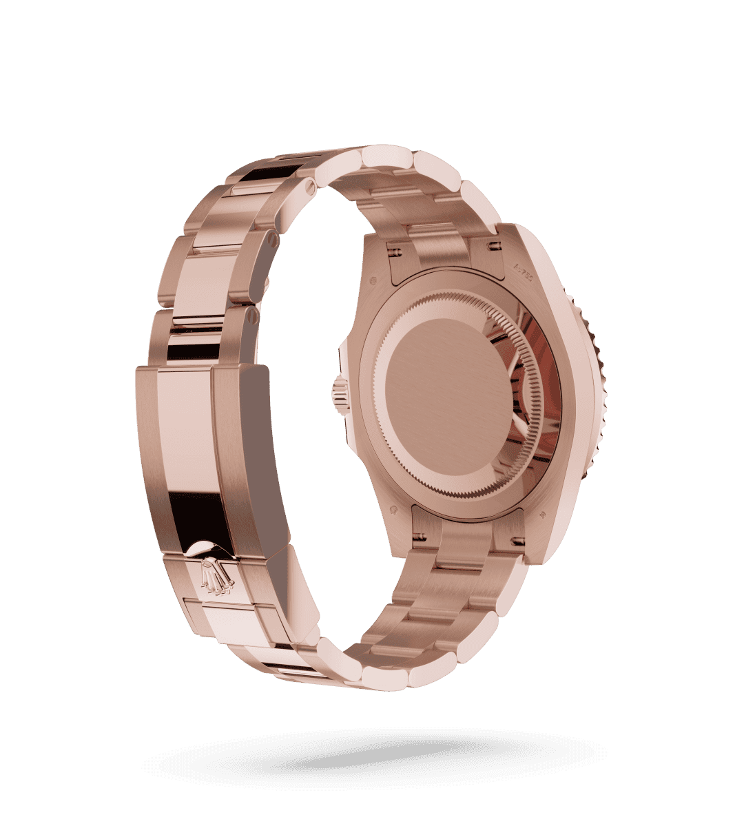 Rolex GMT-Master II in Oyster, 40 mm, Everose gold with a Black dial, Bidirectional rotatable 24-hour graduated bezel. Two-colour brown and black Cerachrom insert in ceramic, moulded numerals and graduations bezel, and Oyster, three-piece solid links bracelet