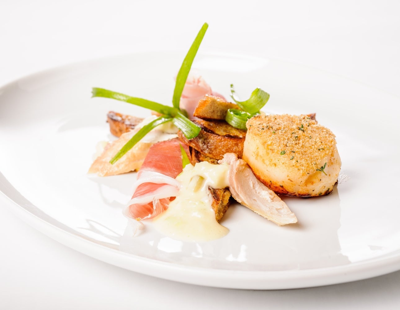 French toast with smoked mackerel and Speck Alto Adige PGI