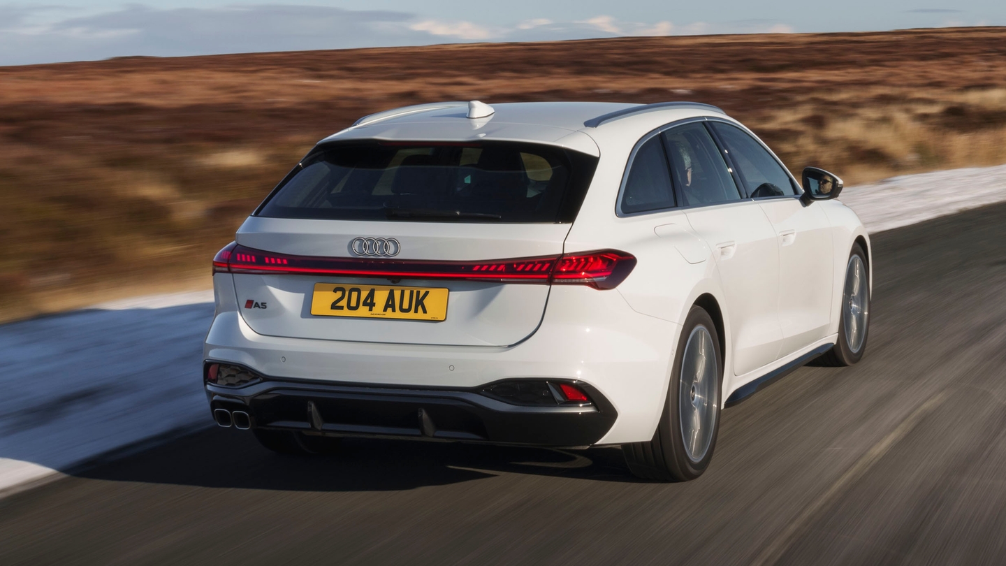 New Audi A5 Avant driving, rear view