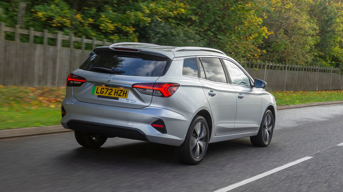 MG5 EV review – rear three quarter