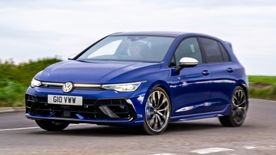 VW Golf R driving around corner