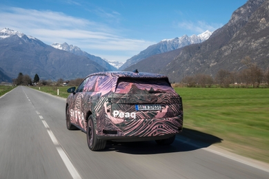 skoda peaq camo driving rear three quarters