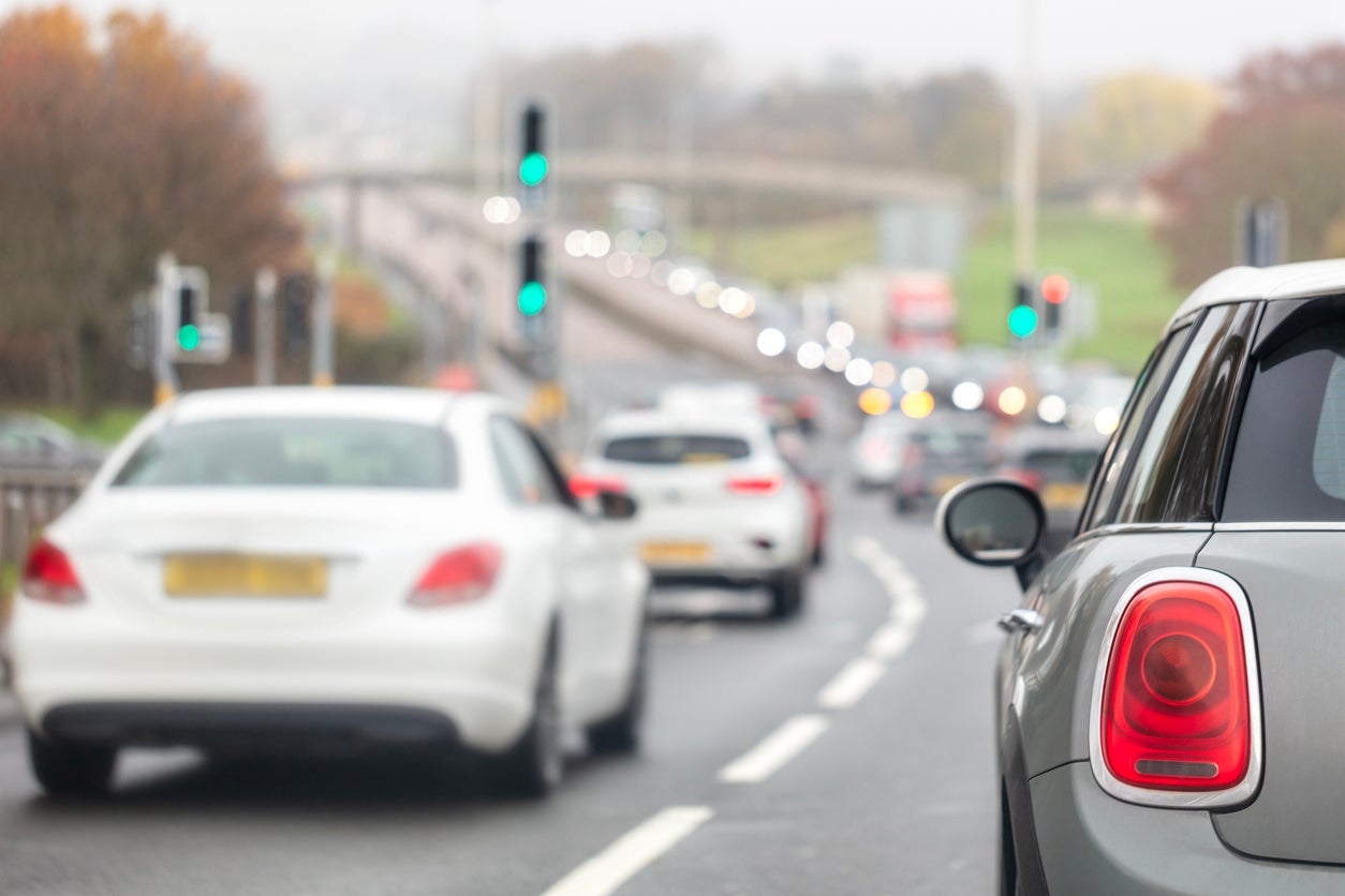 Vehicles driving down a UK motorway