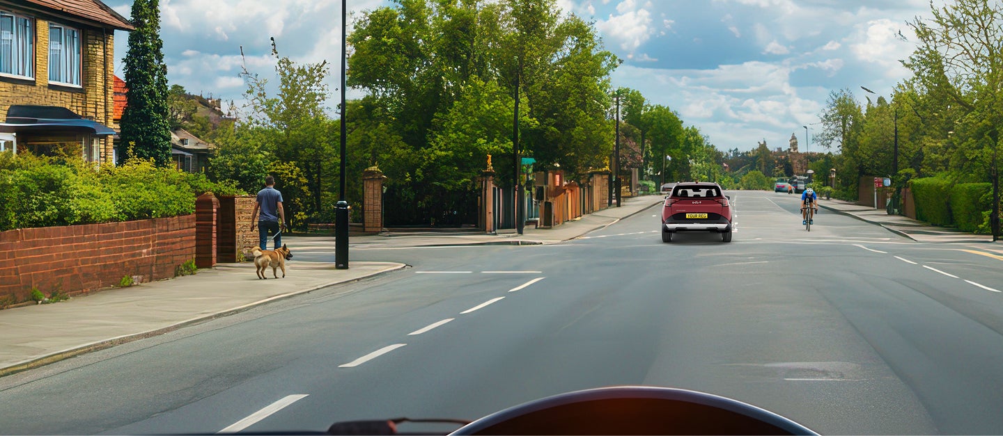 Drivers point of view of the road with 20/20 vision