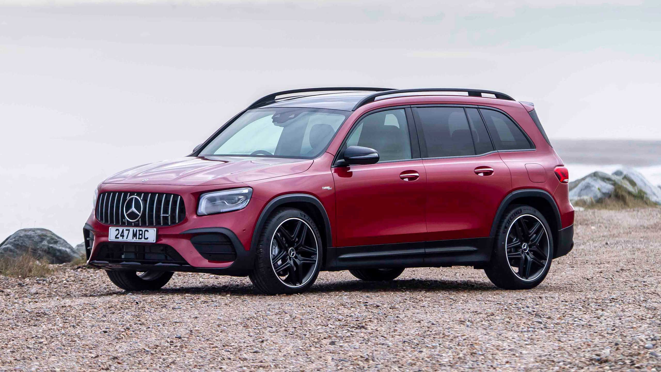 Mercedes-AMG GLB 35 on beach, static