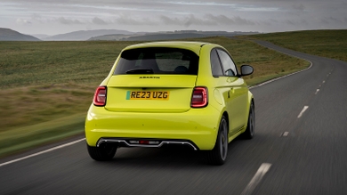 Abarth 500e review – rear three quarter