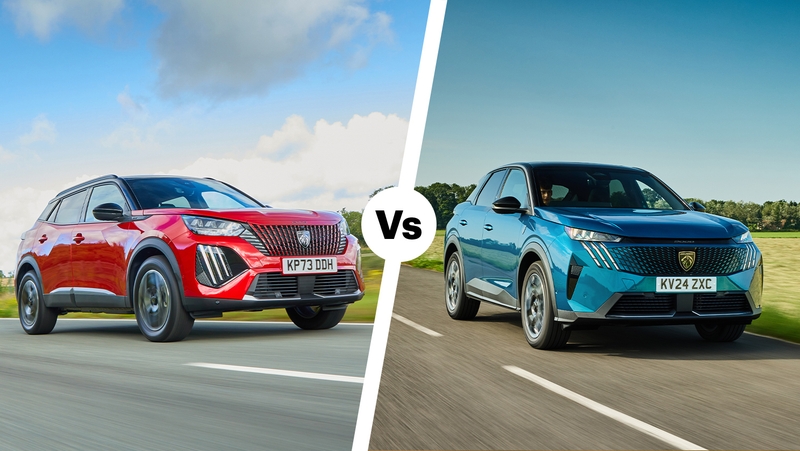 Peugeot 2008 vs Peugeot 3008 front three quarter shot