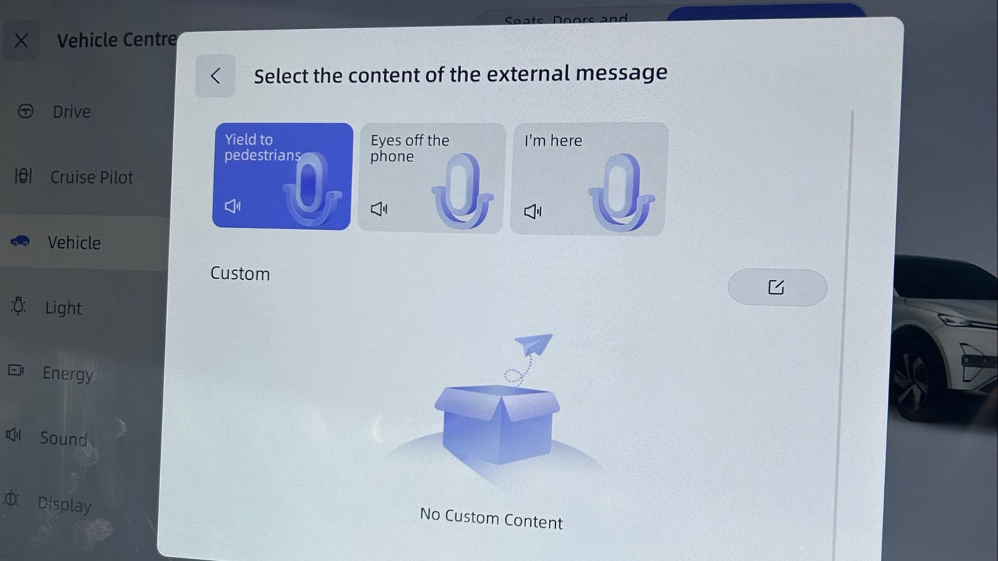 Changan Deepal S05 external speaker menu