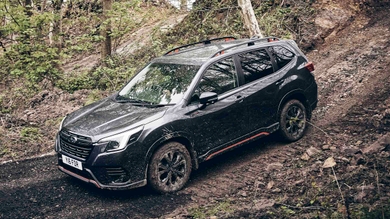 Subaru Forester driving off-road downhill