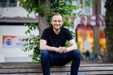 A man on a bench