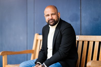 A man on a bench