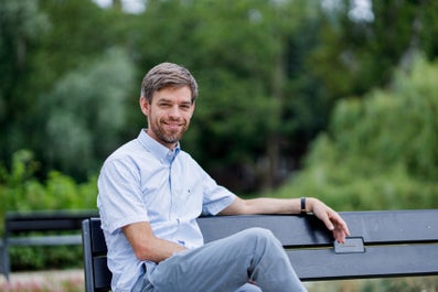 A man on a bench