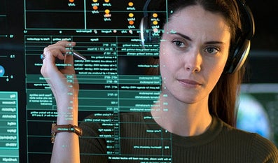 Woman making calculations