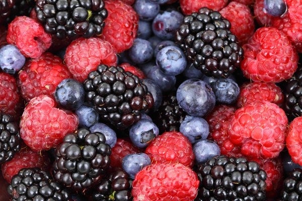 Bunch of blackberries, blueberries and raspberries