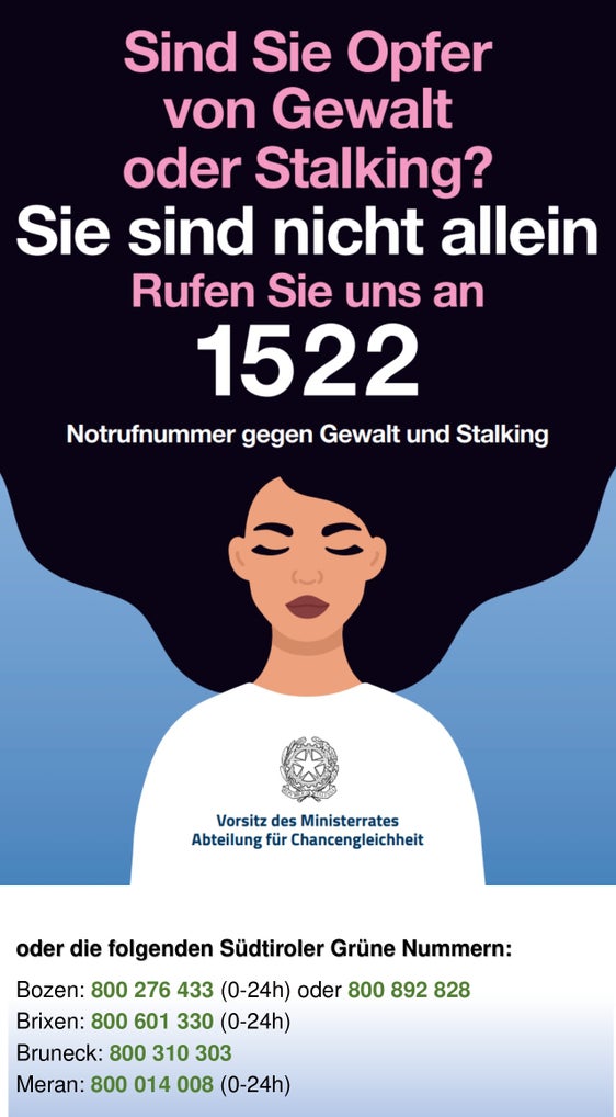 Auf den Anruf bei den Südtiroler Grünen Nummern antworten die Frauenhausdienste in deutsch oder italienisch