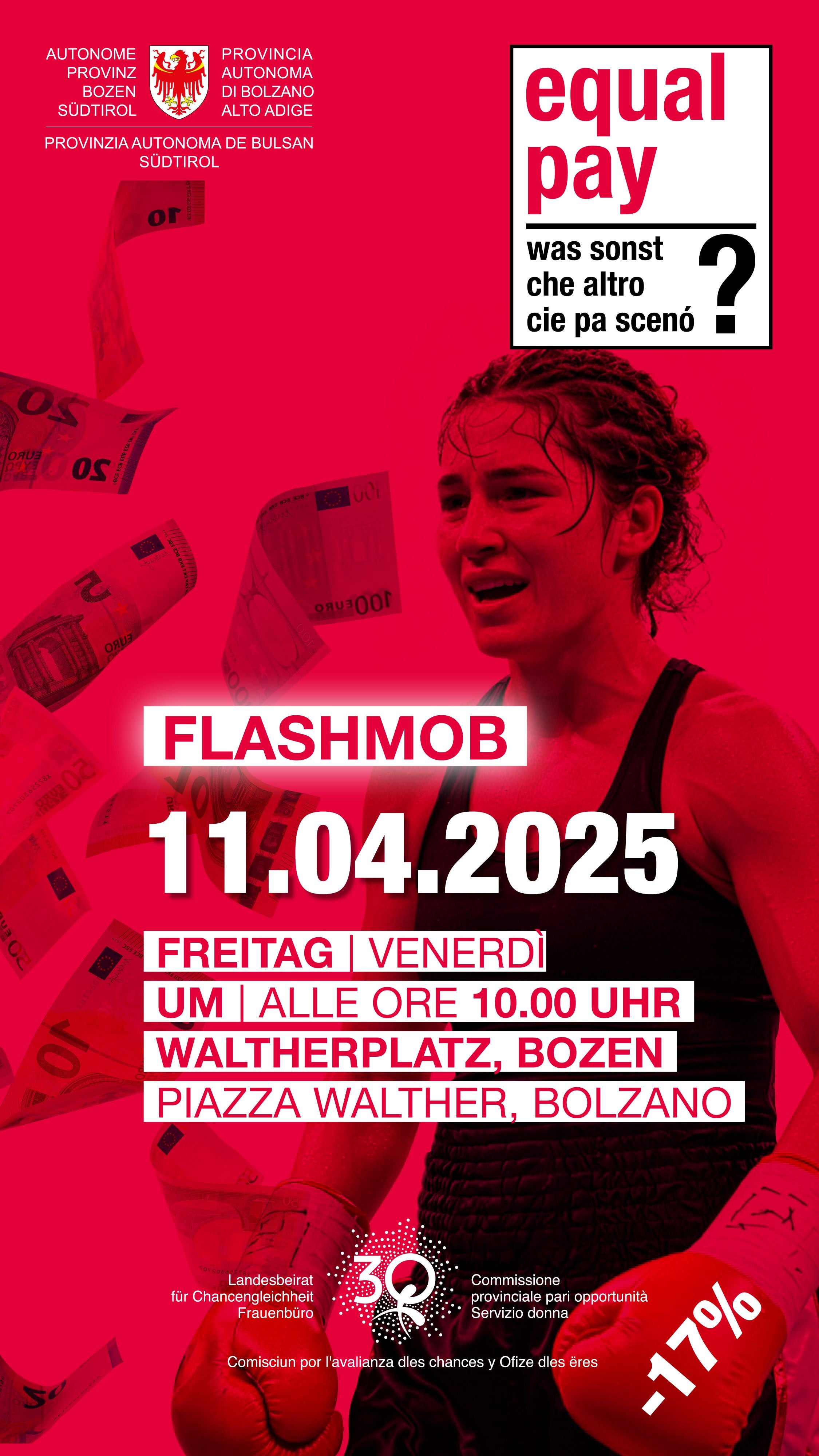 Der Landesbeirat für Chancengleichheit lädt ein zum Flashmob zum Equal Pay Day 2025