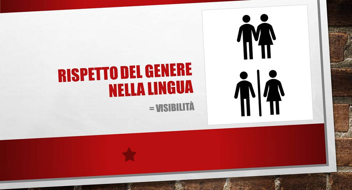 Logo della pagina web "Genere nel linguaggio e nelle immagini", versione italiana. 