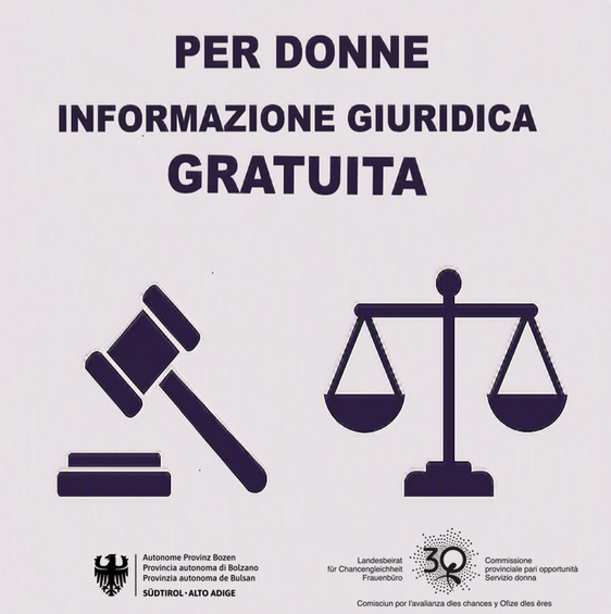 Prenotazioni al n. 0471 414141 o mail a serviziodonna@provincia.bz.it