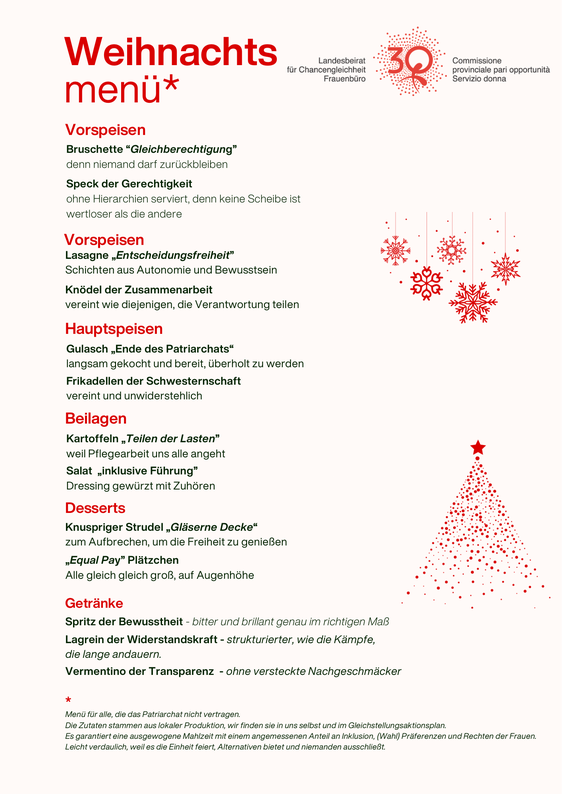 Ein Menü mit besonderen Zutaten für die Chancengleichheit