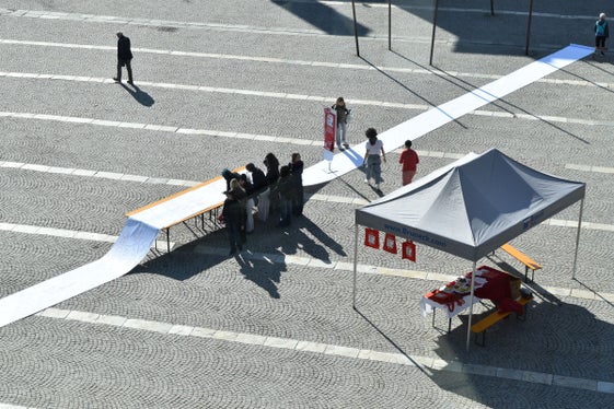 Bruneck - ein langer Papierstreifen für viele Gedanken zum EPD